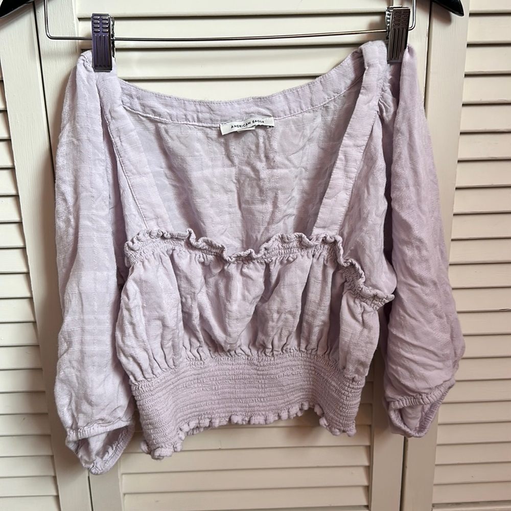 light purple small crop long sleeve t-shirt